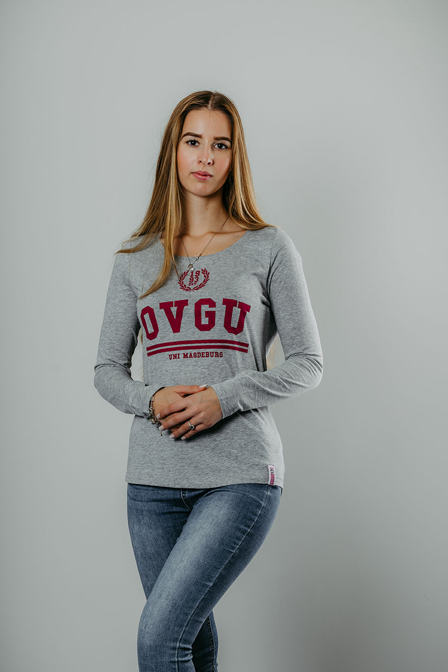 Damen Langarmshirt heather grey